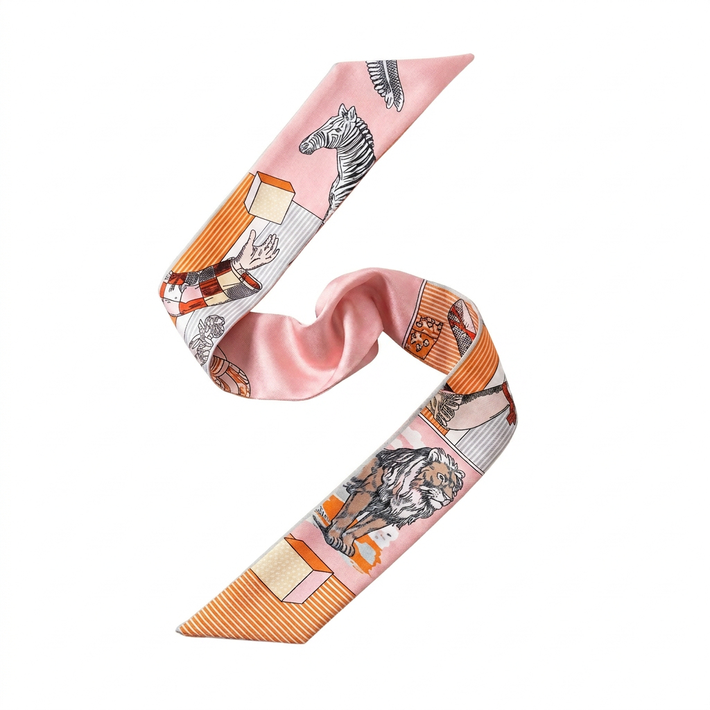 Foulard Silky Twist sur fond blanc pur
